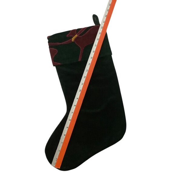 Vtg Velvet Green Christmas Stocking With Reindeer Design 20” NEW NWOT - Picture 5 of 6